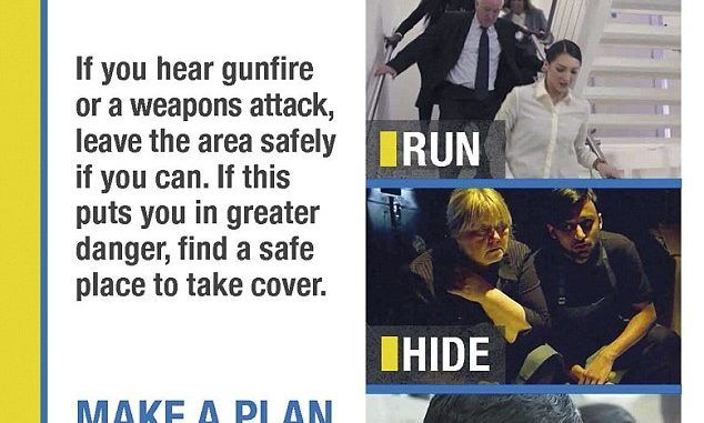 Police leaflets advise people to ‘run, hide and tell’ in event of terrorist attack
