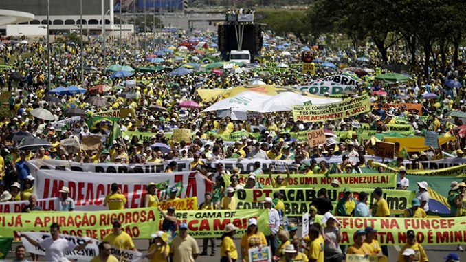 Hundreds Of Thousands Protest Against Corruption In Brazil