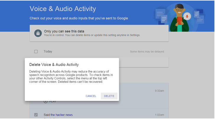 How to find out if Google has an audio recording of you stored on its servers