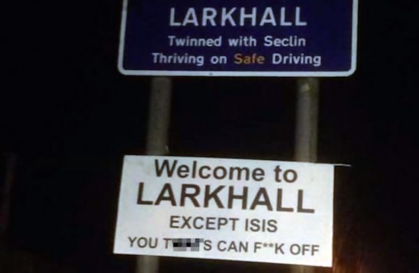 Larkhall, Scotland ISIS sign