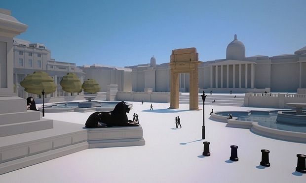 Model of how the arch will look in Trafalgar Square. Photograph: Institute for Digital Archaeology 