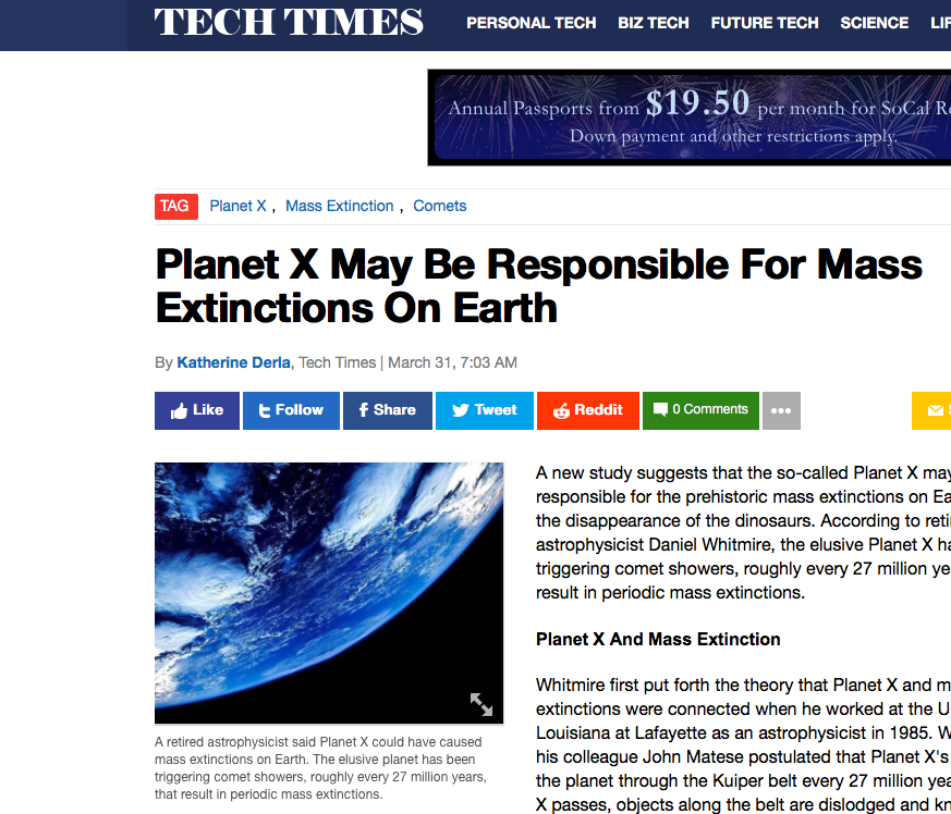 Disclosure Soon? Media Says Planet X May Cause "Mass Extinctions"