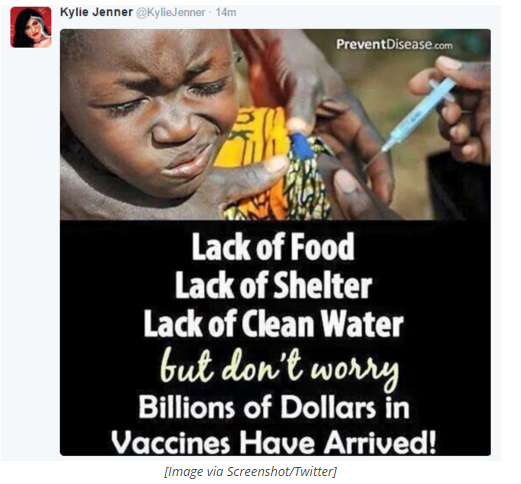 Kylie Jenner tweets anti-vaccine picture before deleting it amid backlash