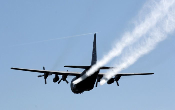 An aircraft has been caught dumping metallic fibers across America
