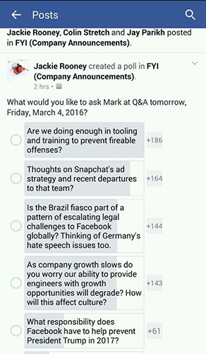 Facebook Trump poll for employees only