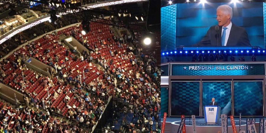 Clinton hires actors to fill seats at empty DNC