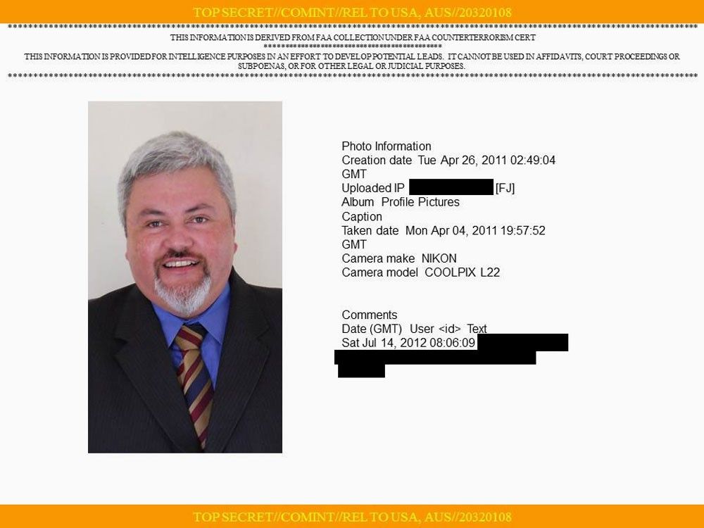 The NSA surveillance file shows a photo of Fullman that he uploaded to Facebook. Source: NSA