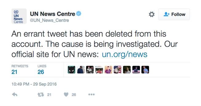 UN News Center trump tweet