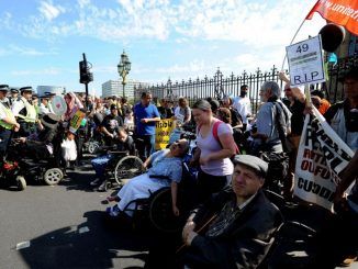Westminster Bridge Closed By Disability Cuts Protesters