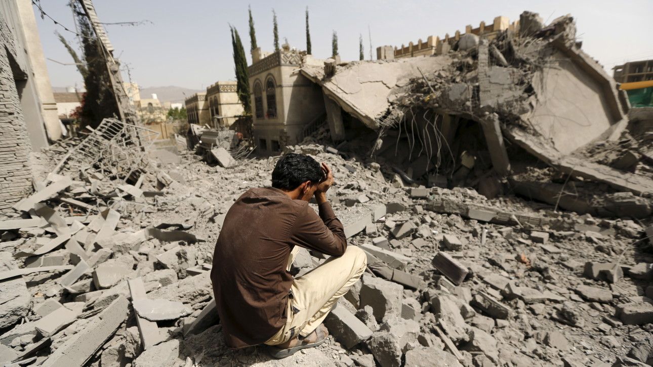 Warplanes from a Saudi-led coalition bombarded Yemen's Houthi-controlled capital Sanaa overnight as the country's warring factions prepared for talks expected to start in Geneva on Monday.