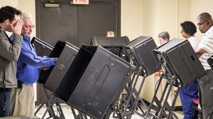 A voting machine has been caught on camera casting a ballot for a Democrat after the voter selected a Republican.