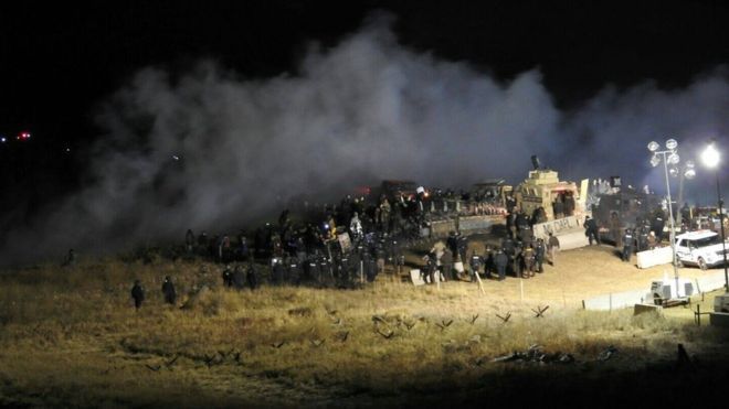 Police Use Water Cannon On Dakota Pipeline Protesters