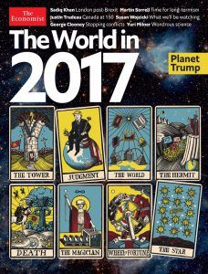 The World In 2017 - Economist 2017 cover depicting Trump tarot card spread