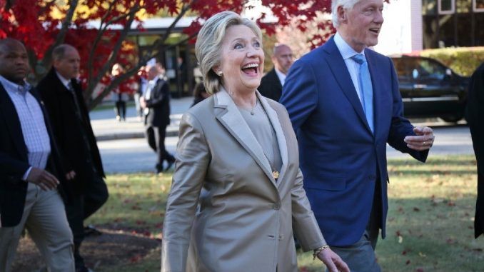 EXHAUSTED Hillary Clinton finally wrapped up a presidential campaign that began in the spring of 2015 by casting a ballot for herself in Chappaqua, New York today.
