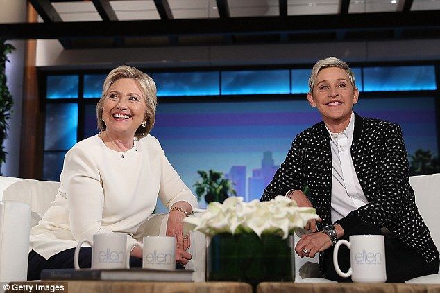 Clinton got plenty of on-air experience during the 2016 campaign, but has never hosted a program. She is seen during an appearance on the Ellen DeGeneres Show in May, 2016, during her second failed run for president