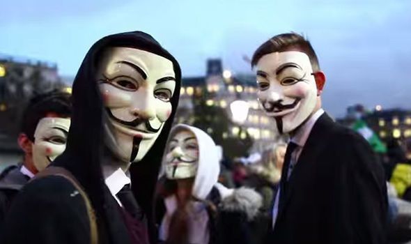 Anonymous protesters on the 2015 Million Mask March in London.