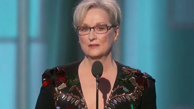 Actress Meryl Streep gave a sanctimonious, emotionally charged speech at the 2017 Golden Globes on Sunday night, slamming ordinary Americans for voting for Donald Trump.