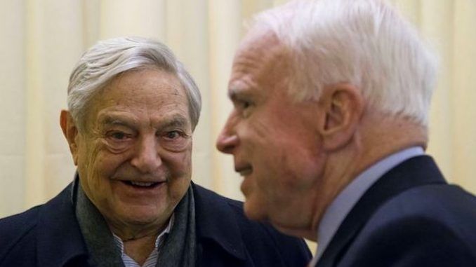 John McCain and Paul Ryan were funded by George Soros in 2016, and McCain's financial ties with Soros date back to at least 2001.
