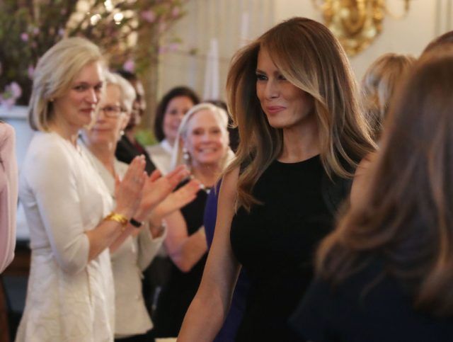 Melania Trump at the International Women's Day luncheon at the White House.