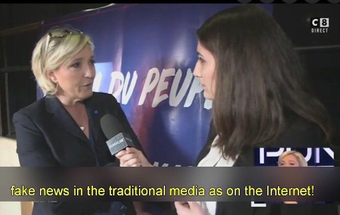 Marine Le Pen accuses traditional media of being 'fake news'