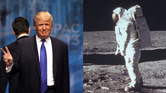 President Trump has vowed that Americans will walk on the moon during his term, and hinted that the 1969 Moon landing may have been faked.