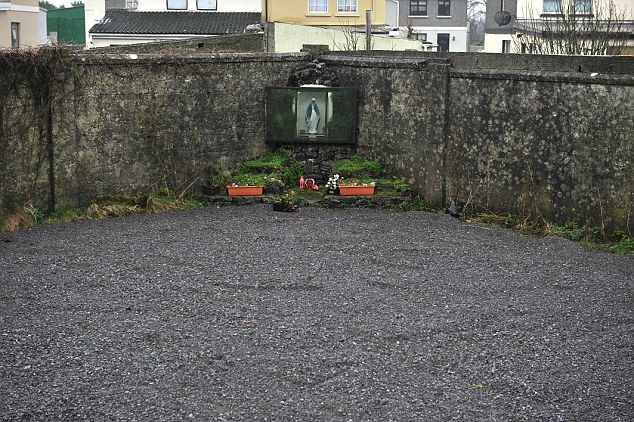 The statue of Virgin Mary placed over the septic tank where hundreds of dead babies were found