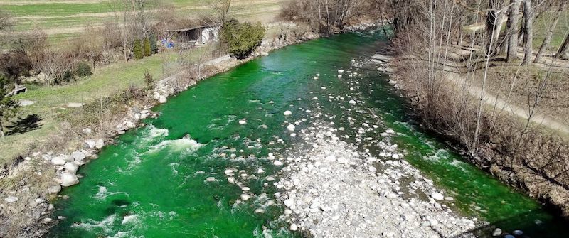 Spanish rivers turn luminous green sparking fears that Spanish government poisoned its citizens