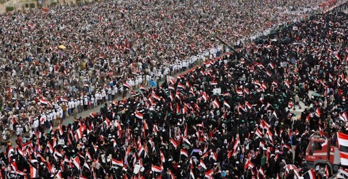 Hundreds of thousands of citizens of Yemen protested in the capital on Sunday in a desperate attempt at gaining the world's attention.