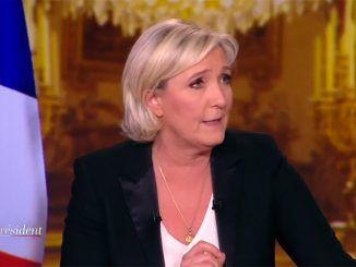 Marine Le Pen demands interview remove EU flag from set