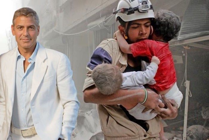 George Clooney has Syrian children blood on his hands, according to a human rights organisations' verdict on the chemical weapons attack. 