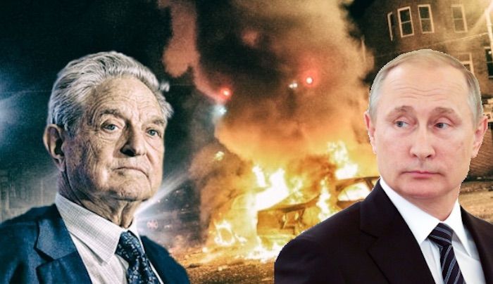 Putin has warned America that George Soros is driving the country towards civil war, using divisive politics, violence and propaganda.