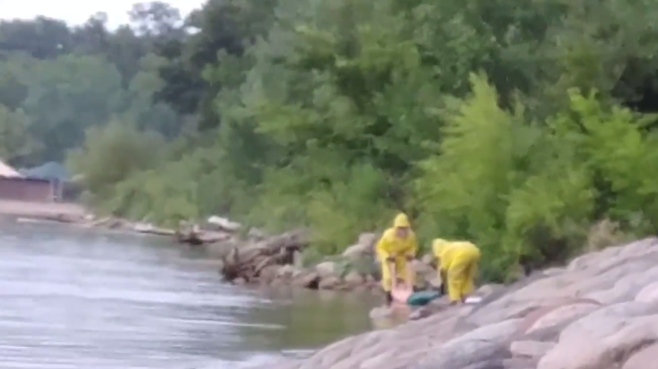 Mermaid filmed being pulled out of lake