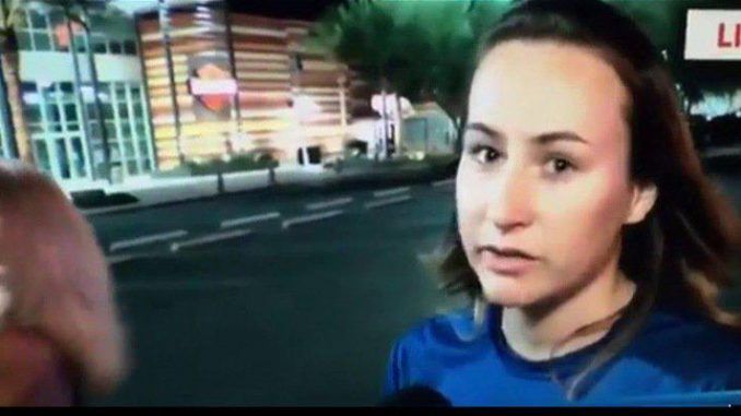 An eyewitness to last night's mass shooting in Las Vegas has told a local news station that she and others were warned by an unidentified woman of a false flag event and that they were "all going to die".