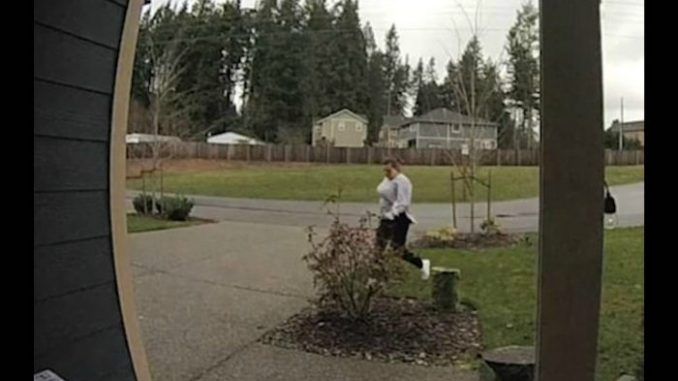 A Washington woman broke her leg while stealing UPS packages from a porch, and the case of instant karma was caught on camera.