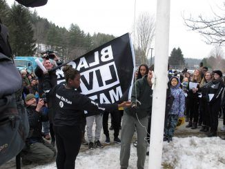Race-baiting domestic terrorist organization Black Lives Matter have been allowed to hijack a high school in Vermont, by raising their flag and entering the classrooms to indoctrinate the students. 
