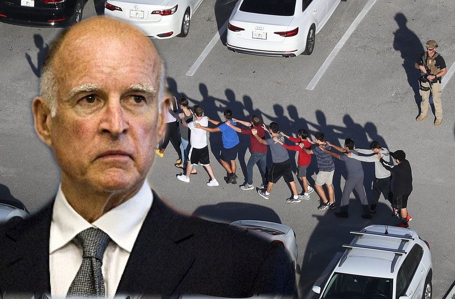 California Gov. Jerry Brown has banned teachers from defending themselves and their students during potential school shootings.