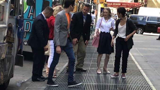 David Hogg filmed walking around NYC with armed bodyguards