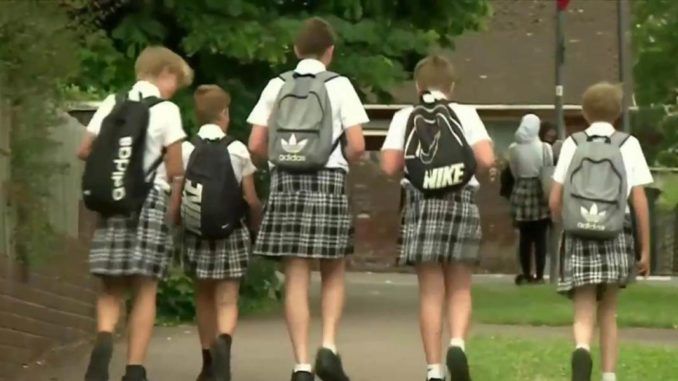 British school boys forced to wear skirts during hot weather