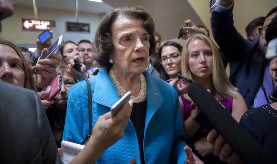 California Senator Dianne Feinstein was ambushed by a reporter yesterday and caught on a hot mic telling the truth about Kavanaugh's accuser.