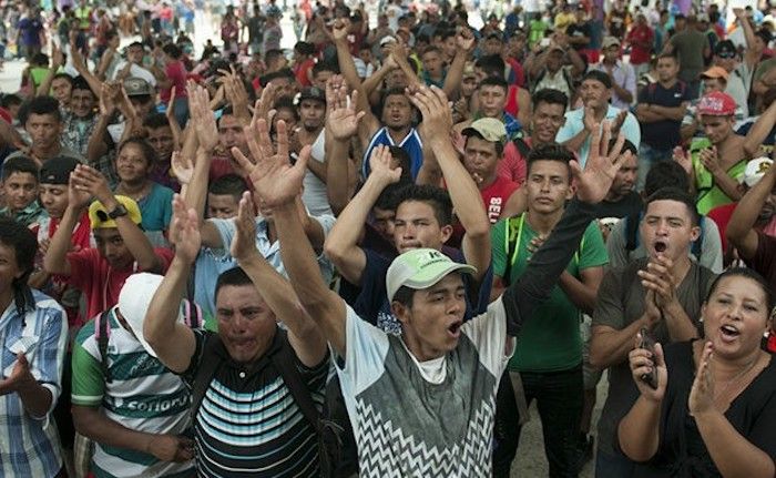 Caravan migrants traveling by foot from Honduras to the U.S. to seek asylum filed a class-action lawsuit Thursday against President Trump, the Department of Homeland Security and others, claiming a violation of their rights under the Fifth Amendment.