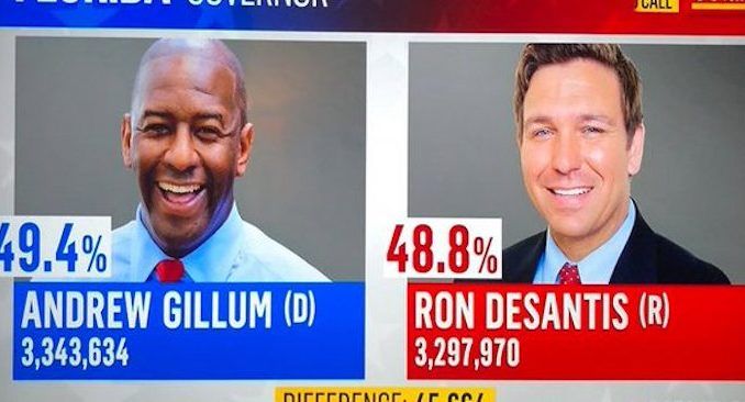 MSNBC yesterday briefly put a graphic onscreen that showed vote count totals for the hotly contested Florida gubernatorial race — you know, the one being held today.