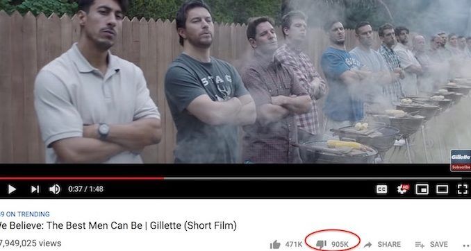 Gillette's recent virtue signaling commercial against "toxic masculinity" has become one of the most disliked videos on YouTube of all time.
