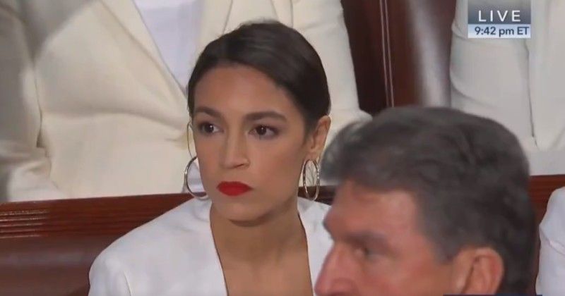 Ocasio-Cortez refuses to applaus when Trump calls for an end to human sex trafficking