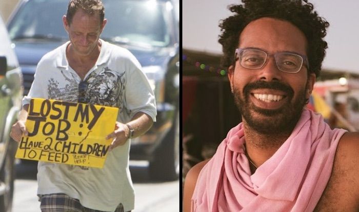 A professor of literature at SUNY Old Westbury has boasted it makes him happy when he sees white people on the street begging for money or food.