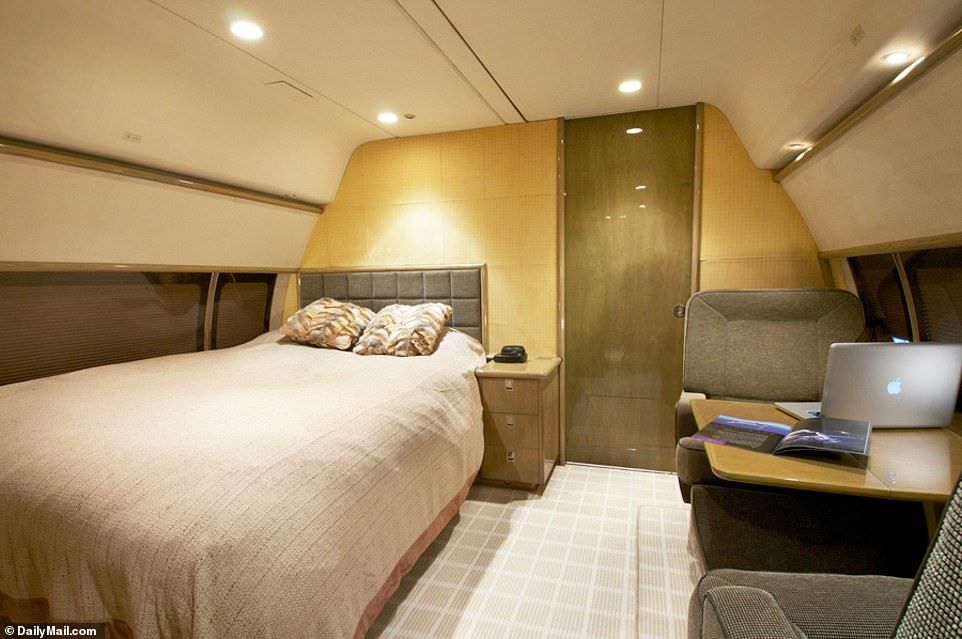 Victims have since claimed Epstein had a large bed installed on the jet where guests had group sex with young girls, fulfilling their warped fantasies