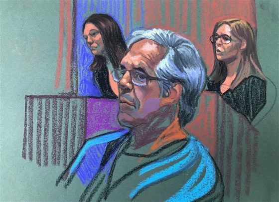 Jeffrey Epstein appears at a court hearing on July 15, 2019.