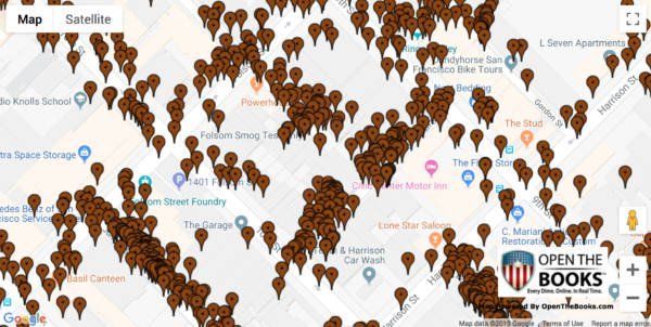 Feces warning map from San Francisco