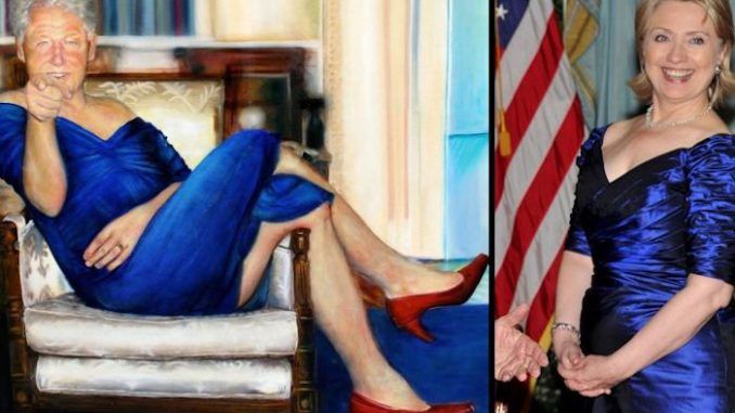 Jeffrey Epstein had picture of Bill Clinton wearing blue dress and red heels hanging in his home
