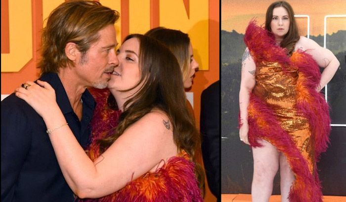 Lena Dunham is under fire for what many media members are saying is her awkward attempt to kiss Brad Pitt on the lips.