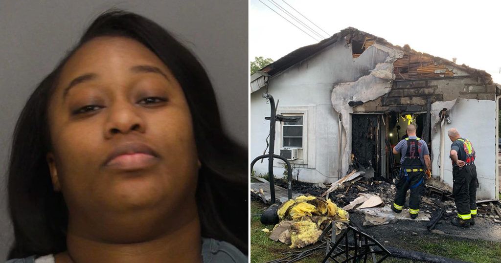 A New Jersey woman has been arrested after she allegedly burned a man's house to the ground after he called her for sex at 4am but fell asleep before she arrived.